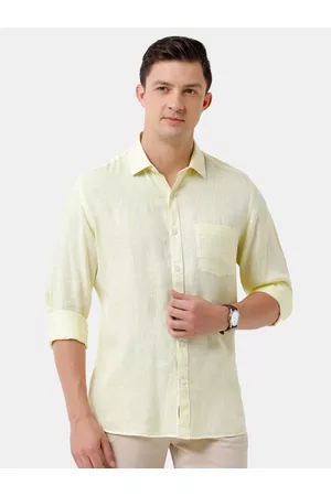 Linen Club Men Solid Sustainable Casual Regular Fit Linen Shirt