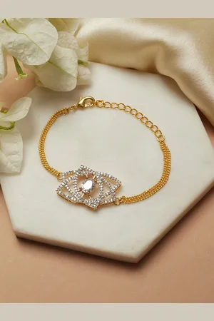 VOYLLA CZ Embellished Gold Toned Bracelet Style Rakhi : Amazon.in: Fashion