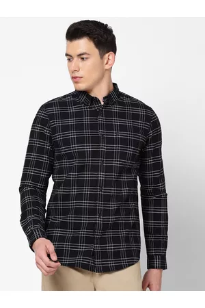 Lee Men Black Slim Fit Tartan Checks Checked Cotton Casual Shirt