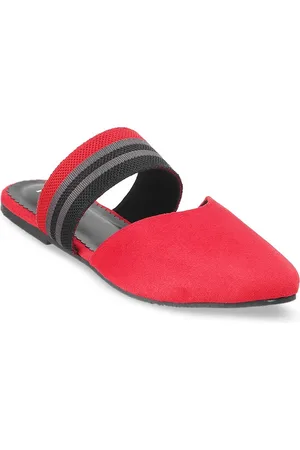 All Things Mochi Women Red Mules Flats