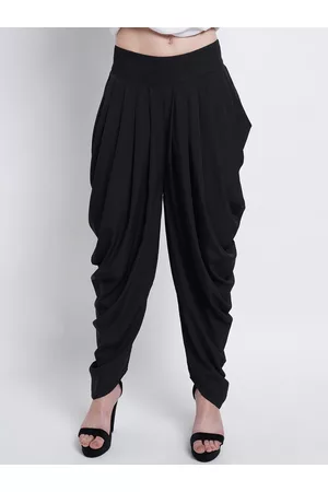 Purple State Women Black Solid Dhoti Pants