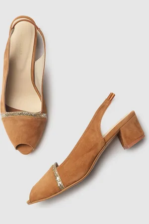 Marc Loire Tan Suede Block Peep Toes