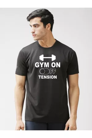 EPPE Men Black Typography Printed Sports T-shirt