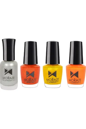 Moraze Pack of 4 Glossy Nail Polish - 15 ML (5 ML Each) & (Sparkling Silver) - 8 ML