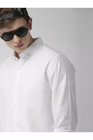 HARVARD Men White Regular Fit Solid Sustainable Casual Shirt