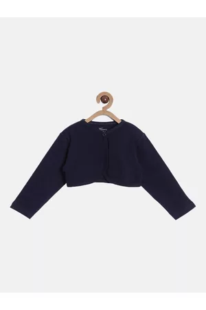 Kryptic Girls Navy Blue Solid Button Shrug
