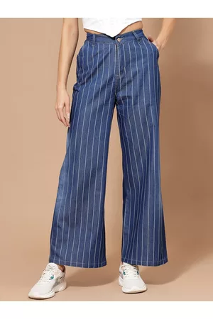 KASSUALLY Women Blue Straight Fit High-Rise Cotton Jeans