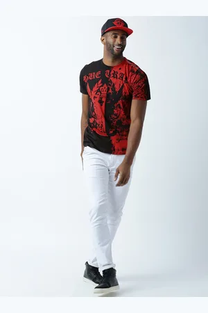 Huetrap Men Red & Black Printed T-shirt