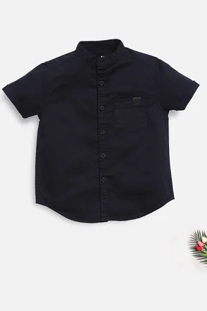 HERE&NOW Boys Navy Blue Slim Fit Casual Shirt