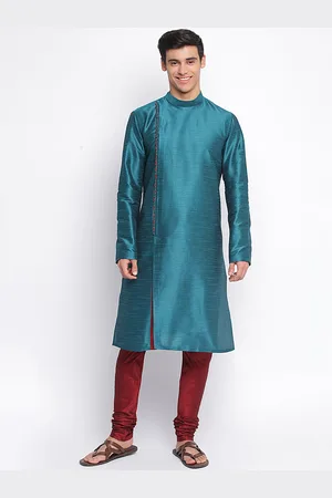 Sanwara Men Green Flared Sleeves Thread Work Kurta