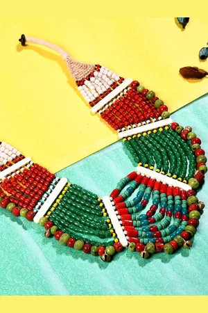 Bamboo Tree Jewels Red & White Handcrafted Necklace