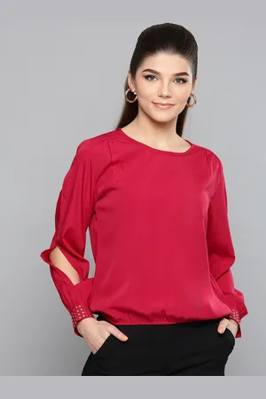 Harpa Women Maroon Solid Blouson Top