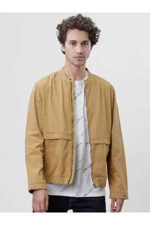 Highlander Men Khaki-Coloured Solid Bomber Jacket