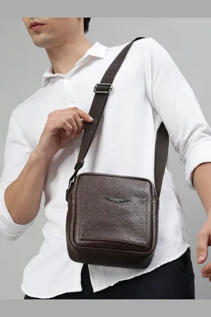 Police Brown Leather Structured Cross Body Bag
