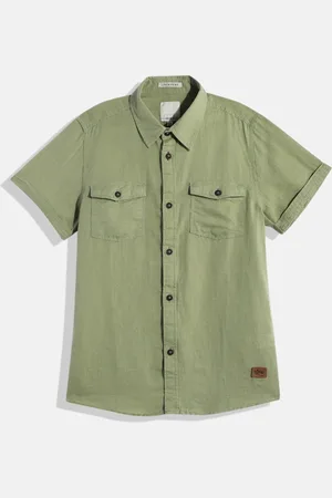 Roadster Teen Boys Green Solid Casual Shirt