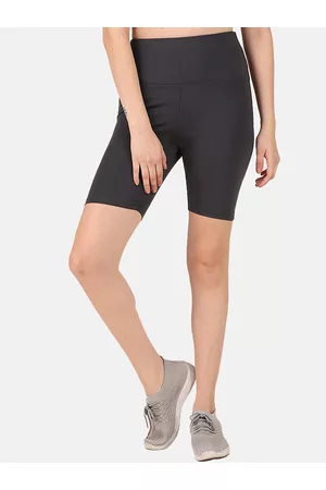 FITINC Women Grey Skinny Fit High-Rise Training Or Gym Shorts