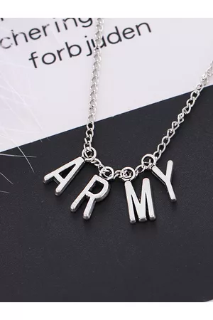 Yellow Chimes Unisex Silver Chain Necklace Stainless Steel ARMY Pendant