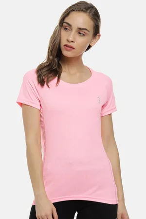 Campus Women Pink Solid Round Neck T-shirt