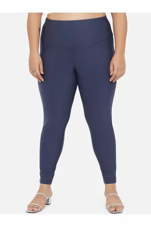 Amydus Women Plus Size Blue Solid High Waist Jeggings