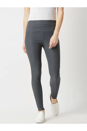 Miss Chase Women Grey Solid Skinny-Fit Jeggings