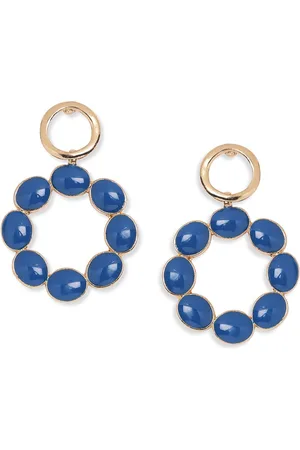 Blisscovered Blue Circular Drop Earrings
