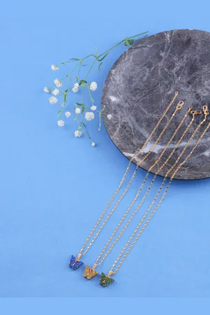 Brandsoon Gold-Toned & Blue Brass Gold-Plated Antique Necklace