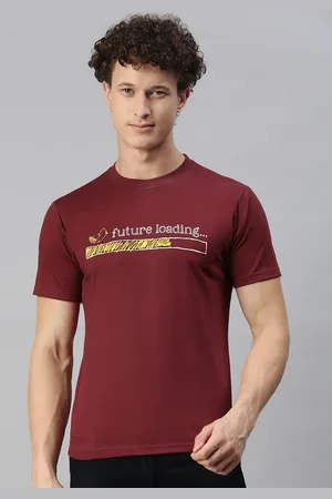 BRATMA Men Maroon Typography Printed T-shirt