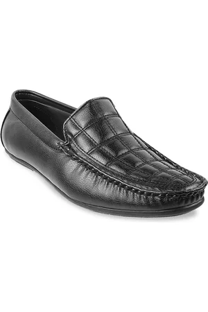 Metro Men Textured Leather Slip-On Loafers