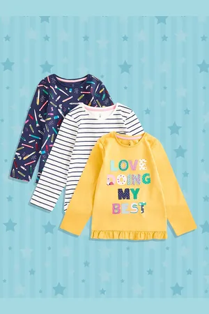 Mothercare Girls Pack Of 3 Printed T-shirt