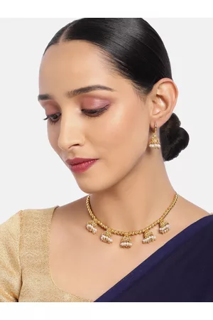 Asmitta Jewellery Traditional Look Gold Toned Choker Necklace Set