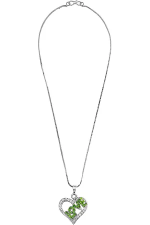 Shivansh Women Silver-Plated Green CZ Studded Pendant
