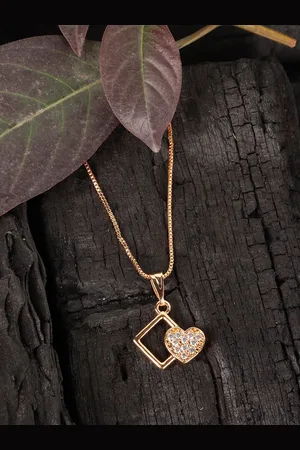 JEWELS GEHNA Gold-Plated Stone Studded Pendant With Chain