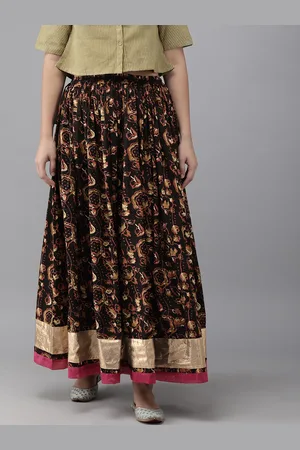 Jaipur Hand Block Printed Black Pure Cotton Sustainable Skirt