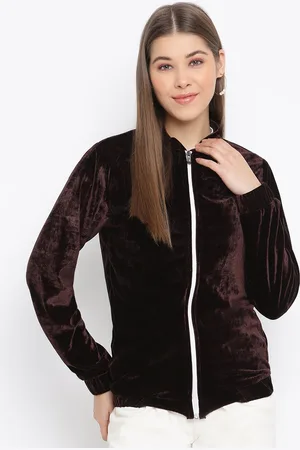 Mayra Women Brown Velvet Jacket