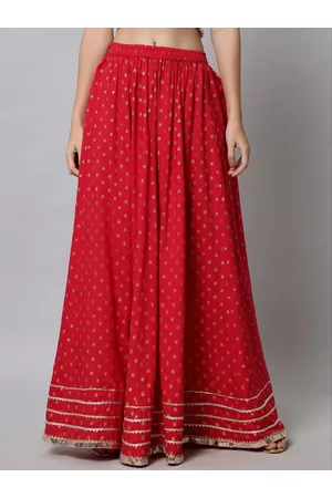 Kalini Women Pink Printed Maxi-Length Flared Skirt
