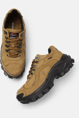 Woodland Men Camel Brown Leather Sneakers