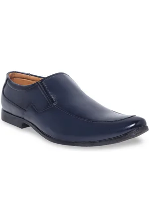 MUTAQINOTI Men Navy Blue Solid Slip On Formal Shoes