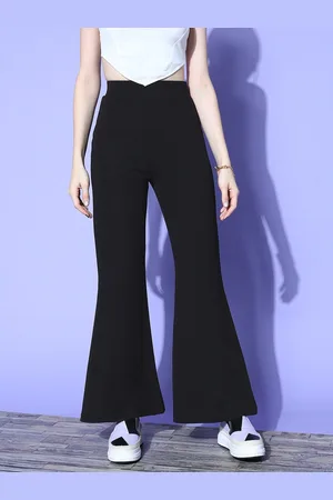 Berrylush Women Black Solid Wide Leg Trousers