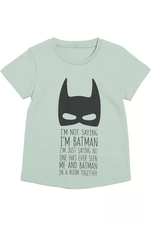 DOOR74 Boys Green Batman Printed Round Neck T-shirt