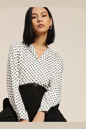 Invictus Women White & Black Printed Casual Shirt