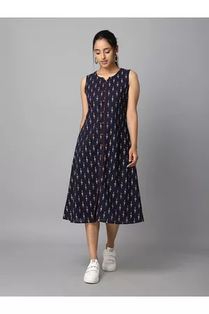 Azira Navy Blue A-Line Maxi Dress