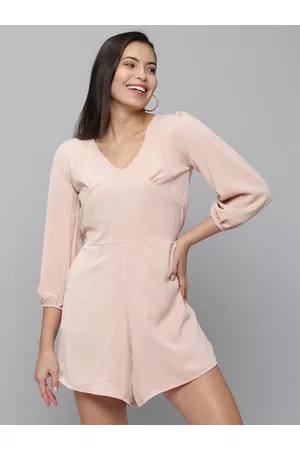 SHOWOFF Women Solid V-Neck Three-Quarter Sleeves Jumpsuit