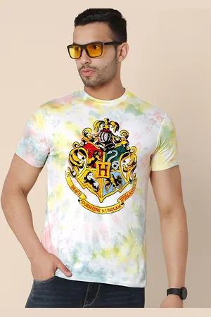 Free Authority Men White & Yellow Harry Potter Cotton Dyed T-shirt