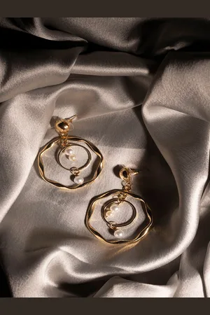 Jewelz Gold-Toned Contemporary Hoop Earrings