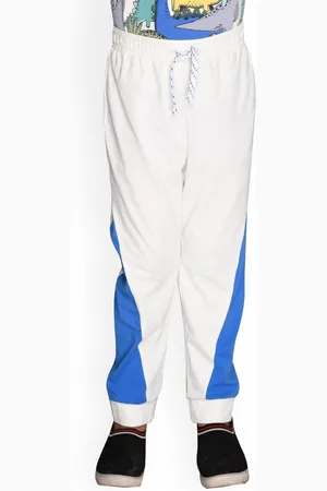 SPUNKIES Boys White & Blue Colorblocked Organic Cotton Joggers
