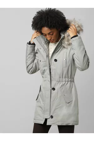 ONLY Women Green Longline Parka Jacket