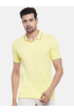 Pantaloons Men Yellow & Black Solid Polo Collar T-shirt