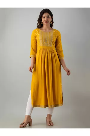 Charu Women Mustard Yellow Anarkali Kurta