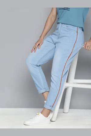 Mast & Harbour Women Blue Boyfriend Fit Light Fade Stretchable Jeans