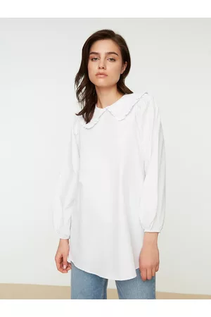 Trendyol Women White Solid Shirt Collar Tunic